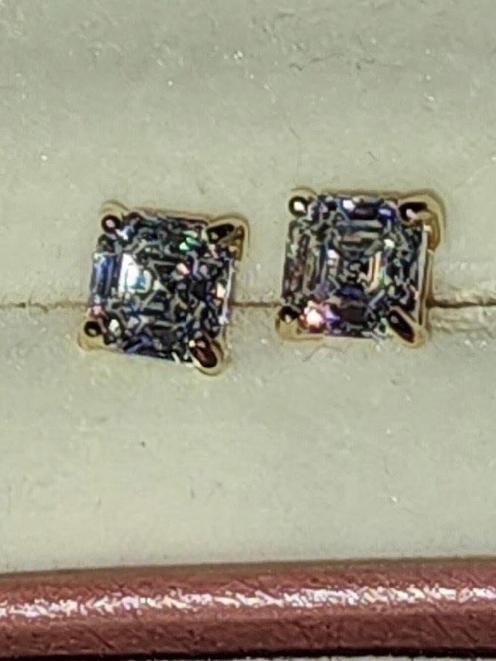 Assure Cut Diamomd Like 10k Yellow Gold Stud Earrings.